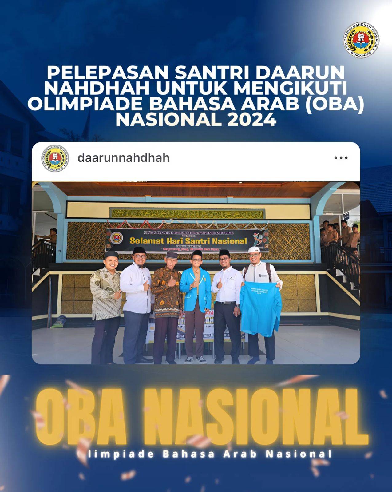 Pelepasan keberangkatan 2 santri yang akan mengikuti Olimpiade Bahasa Arab (OBA) tingkat Nasional