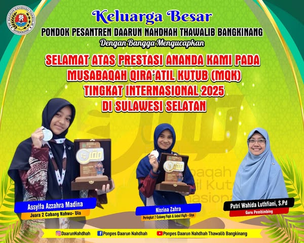 Santriwati Daarun Nahdhah Raih Juara 2 Nasional pada Musabaqah Qira’atil Kutub 2025 di Sulawesi Selatan